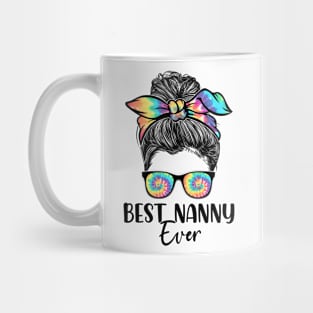 Best Nanny Ever Tie Dye Messy Bun Bandana Mother's Day Mug